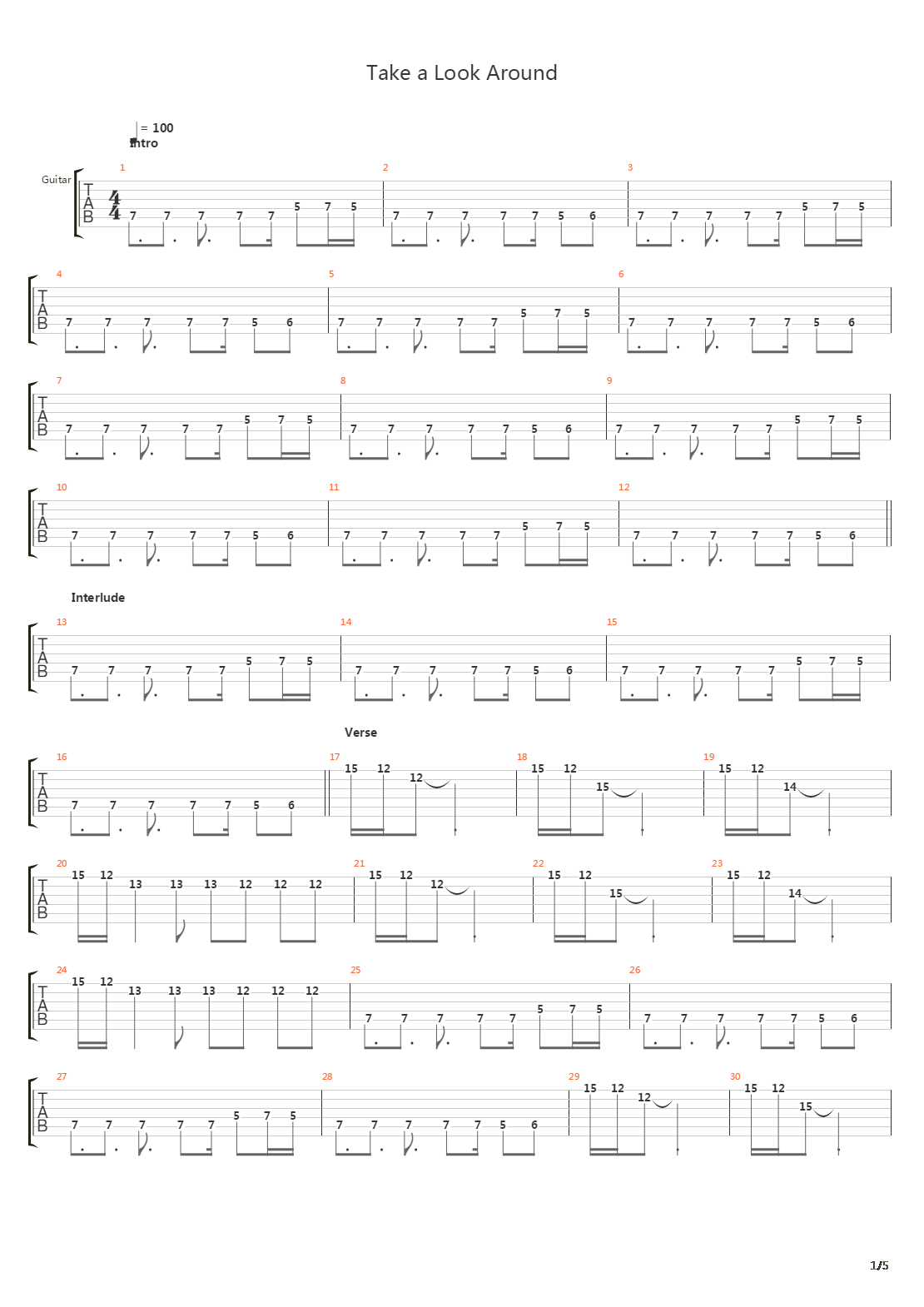 Take A Look Around吉他谱