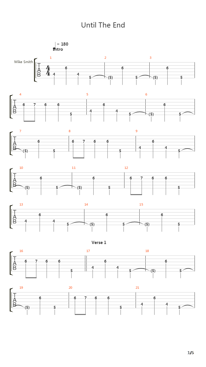 Until The End吉他谱