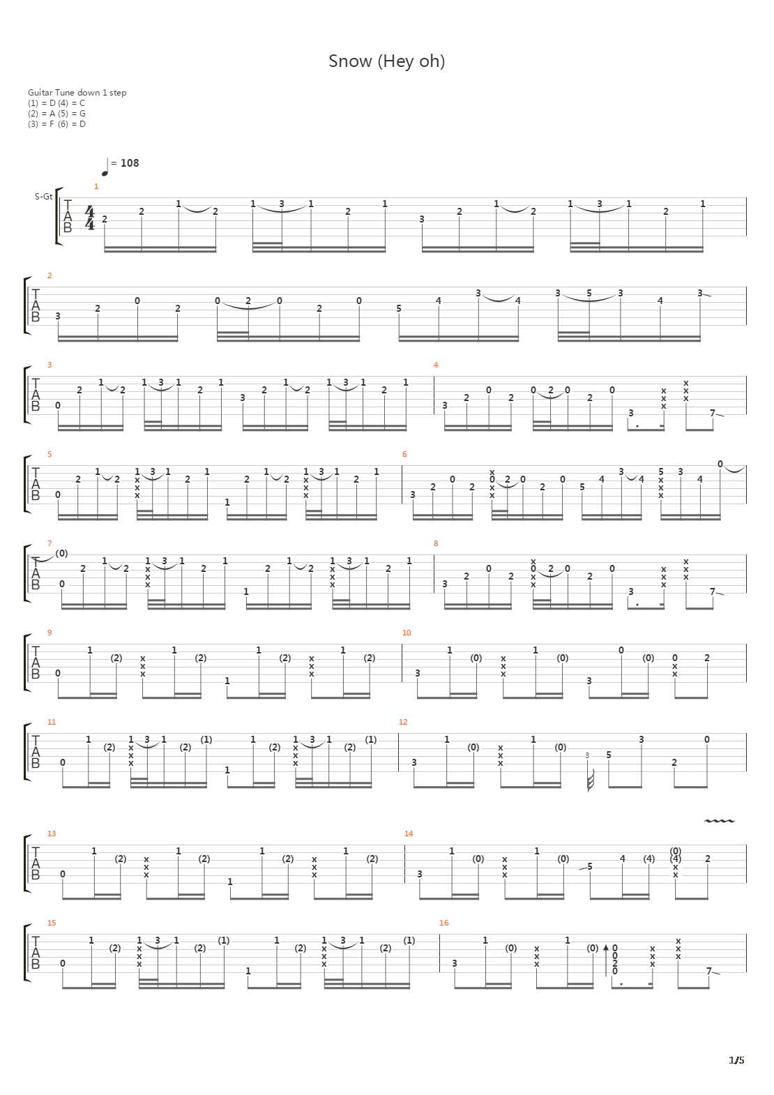 Snow Hey Oh吉他谱