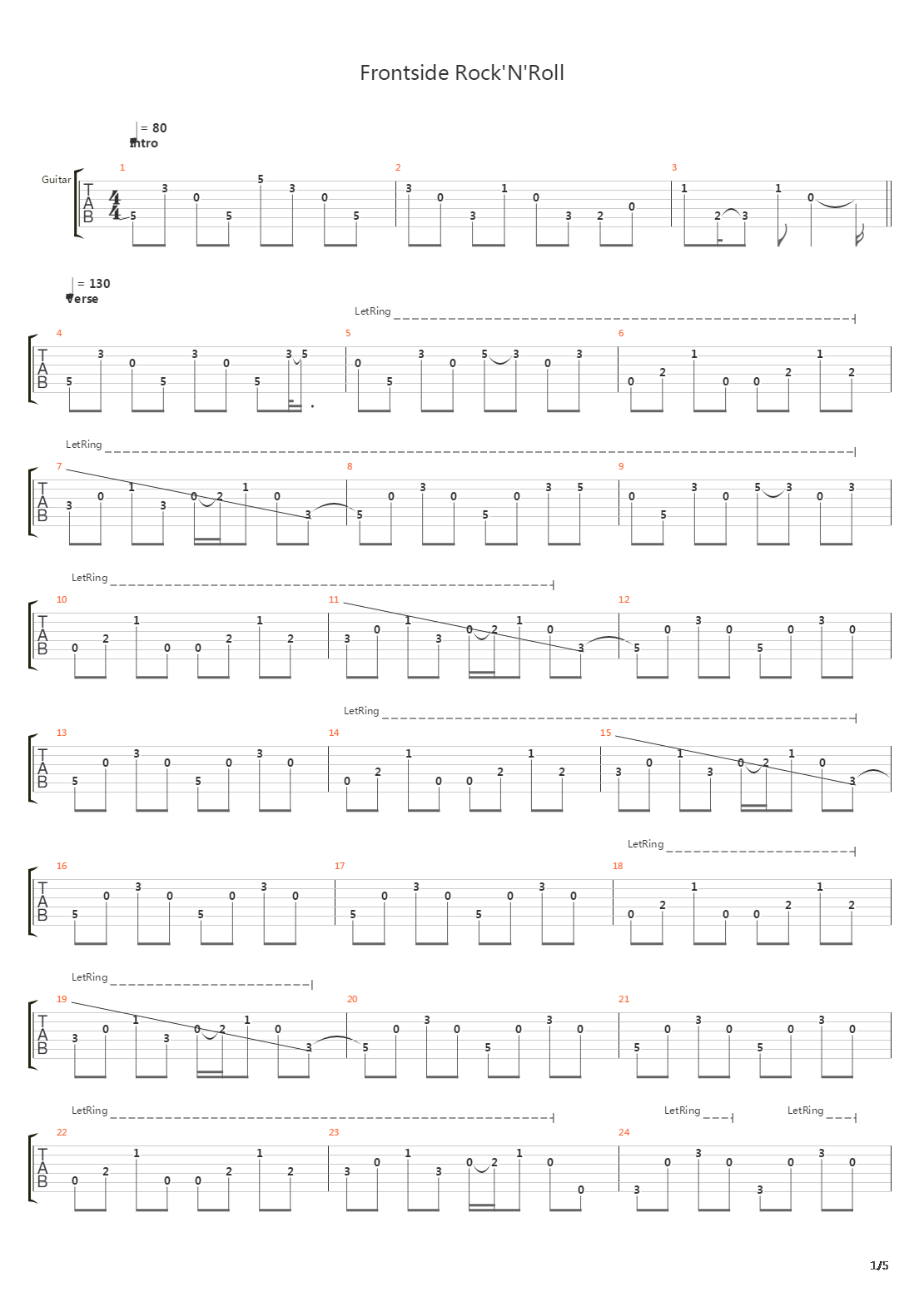 Frontside Rock'N'Roll吉他谱