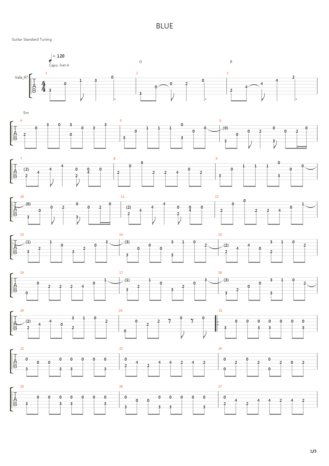 Blue吉他谱