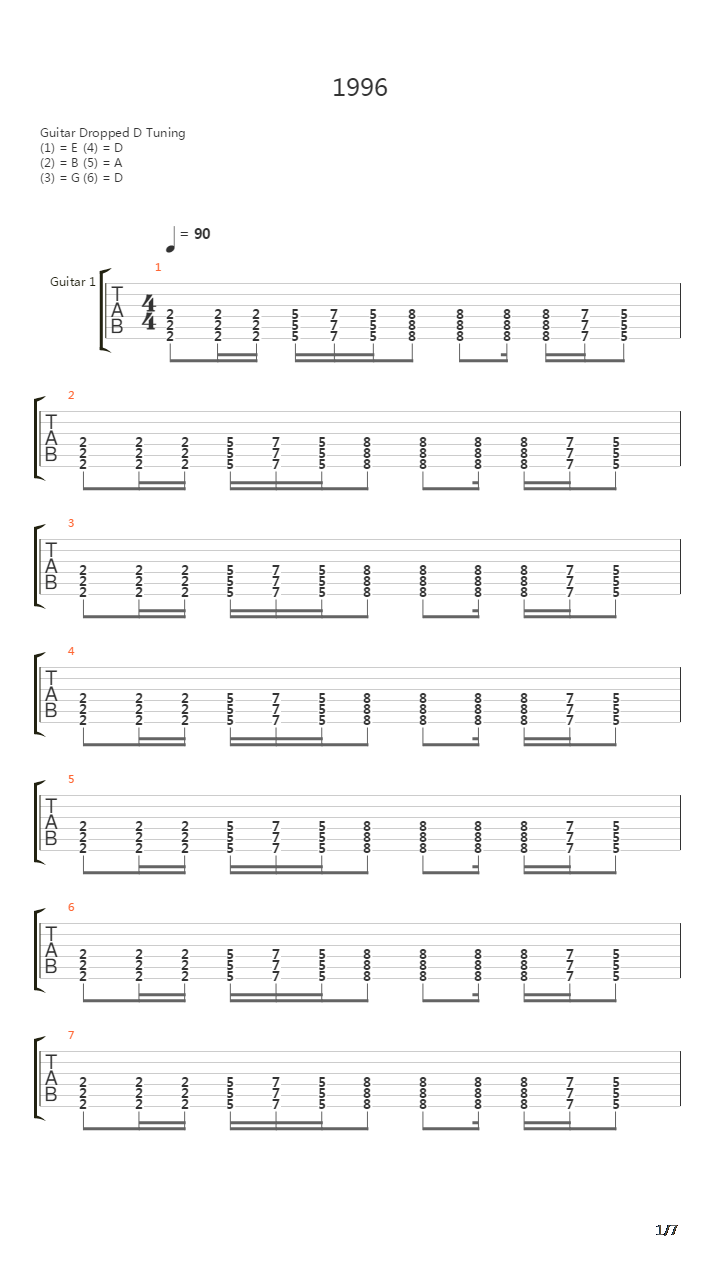 1996吉他谱