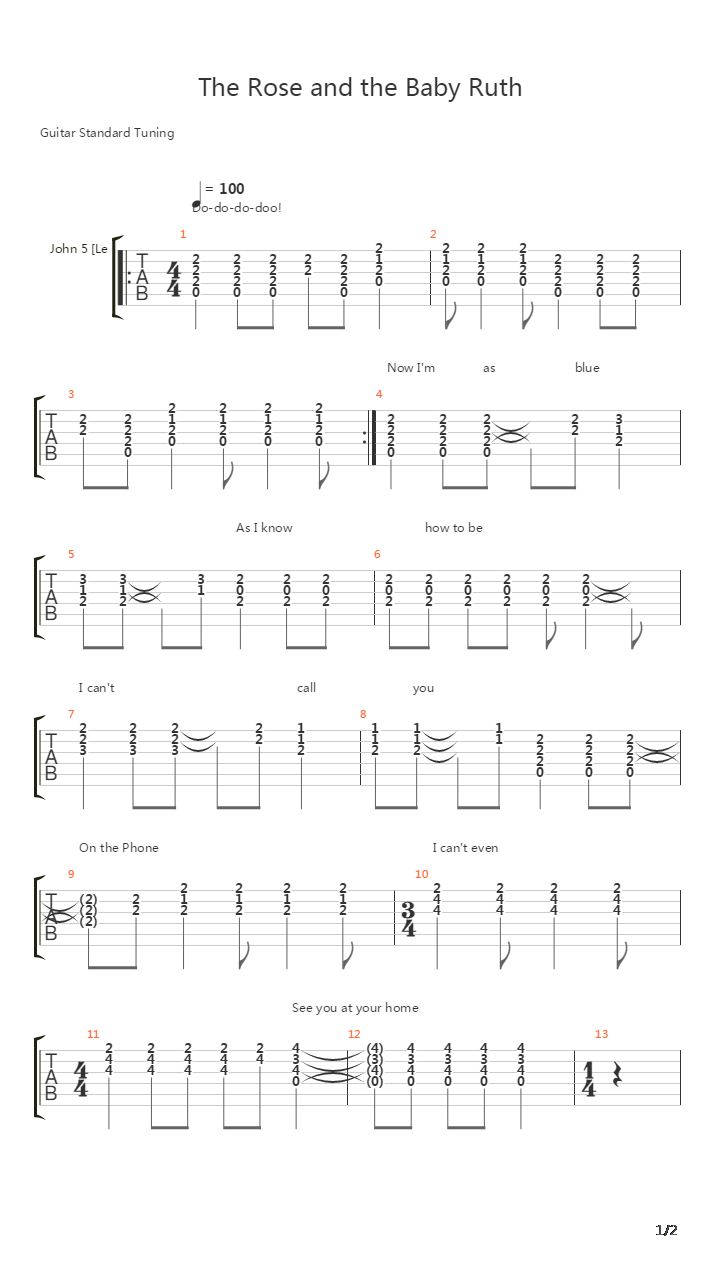 A Rose And A Baby Ruth吉他谱