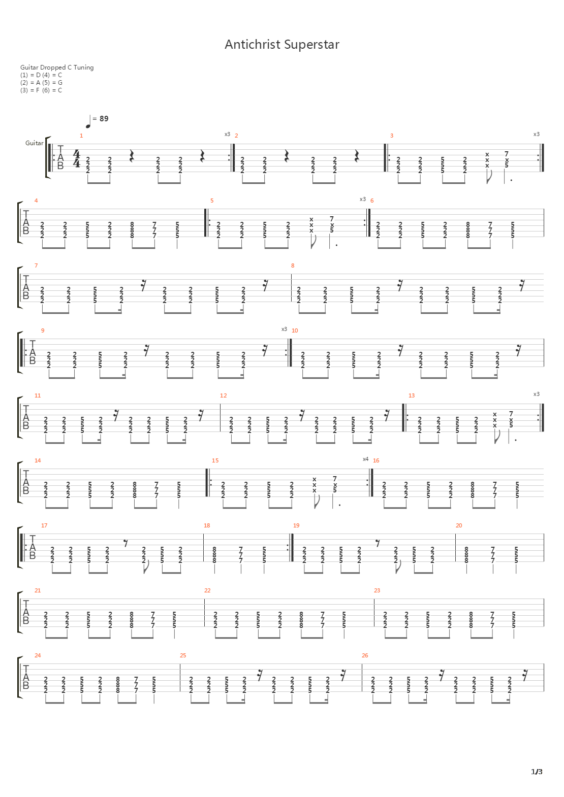 Antichrist Superstar吉他谱