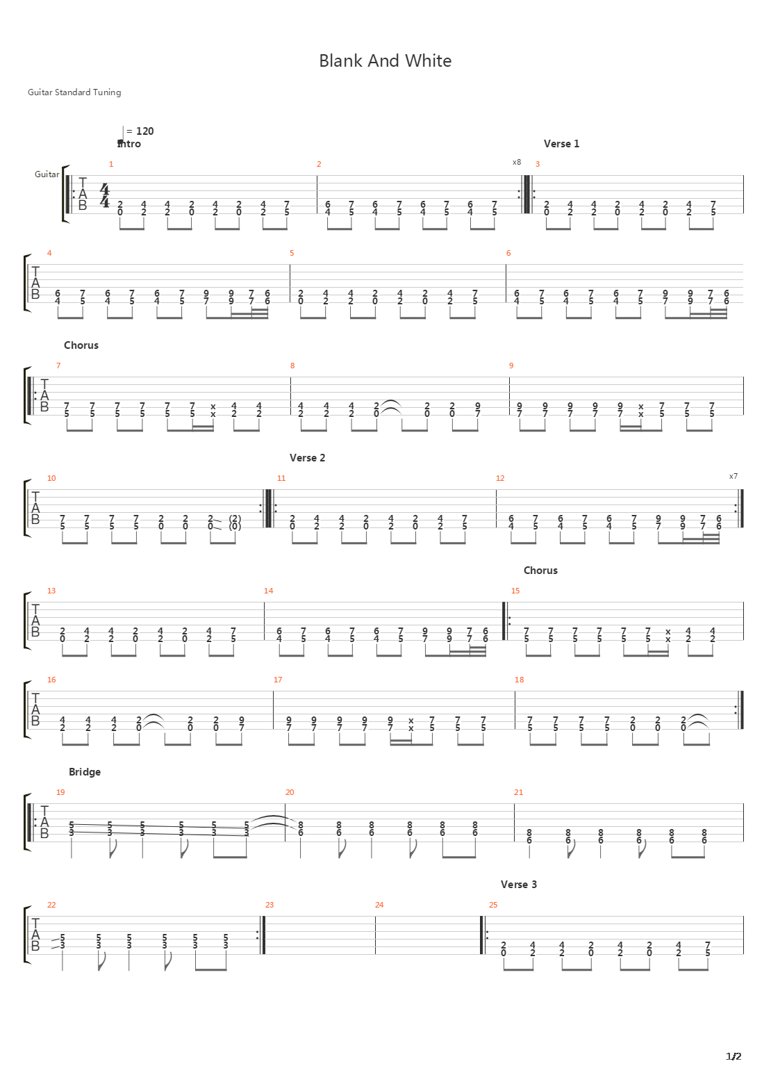 Blank And White吉他谱