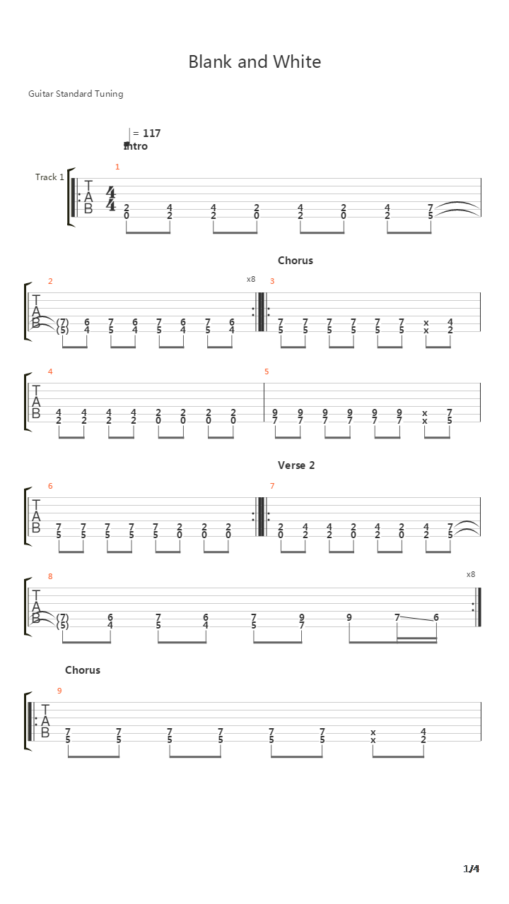 Blank And White吉他谱