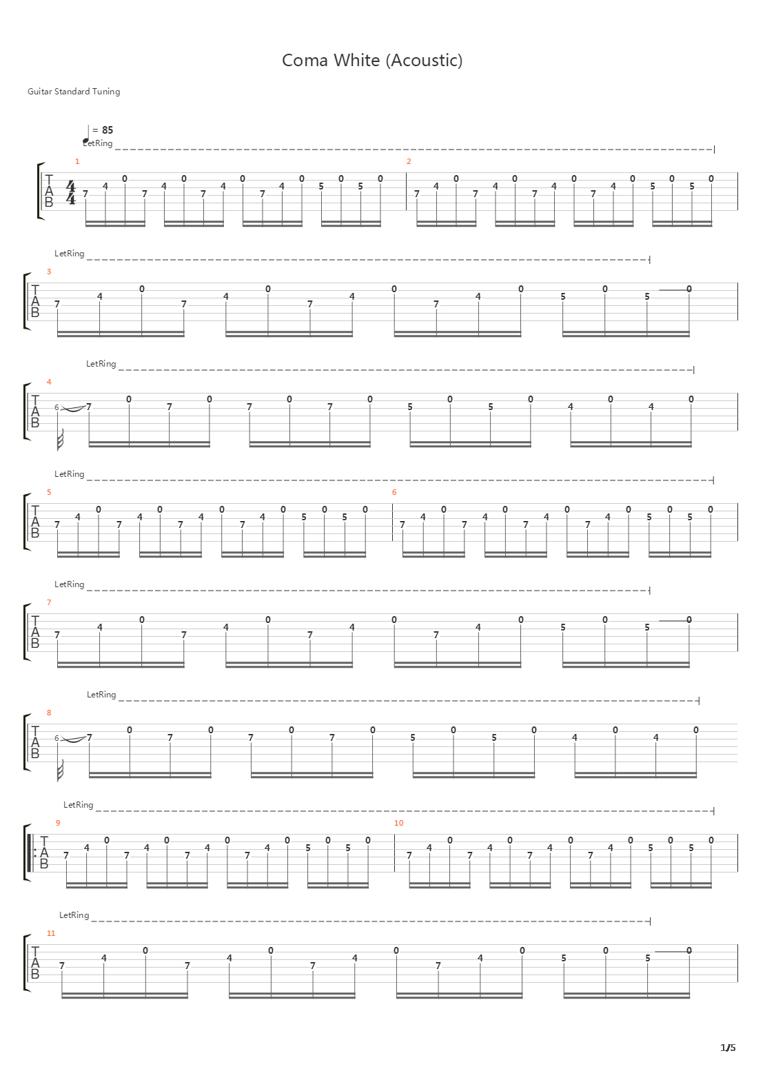 Coma White吉他谱