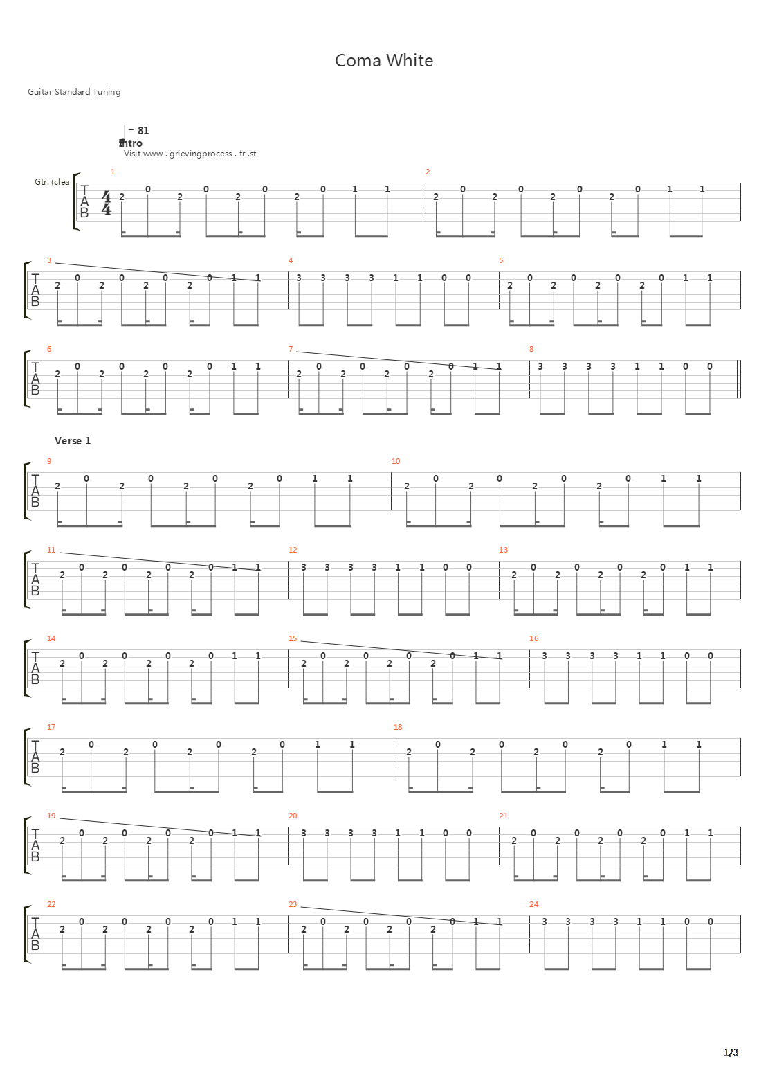 Coma White吉他谱