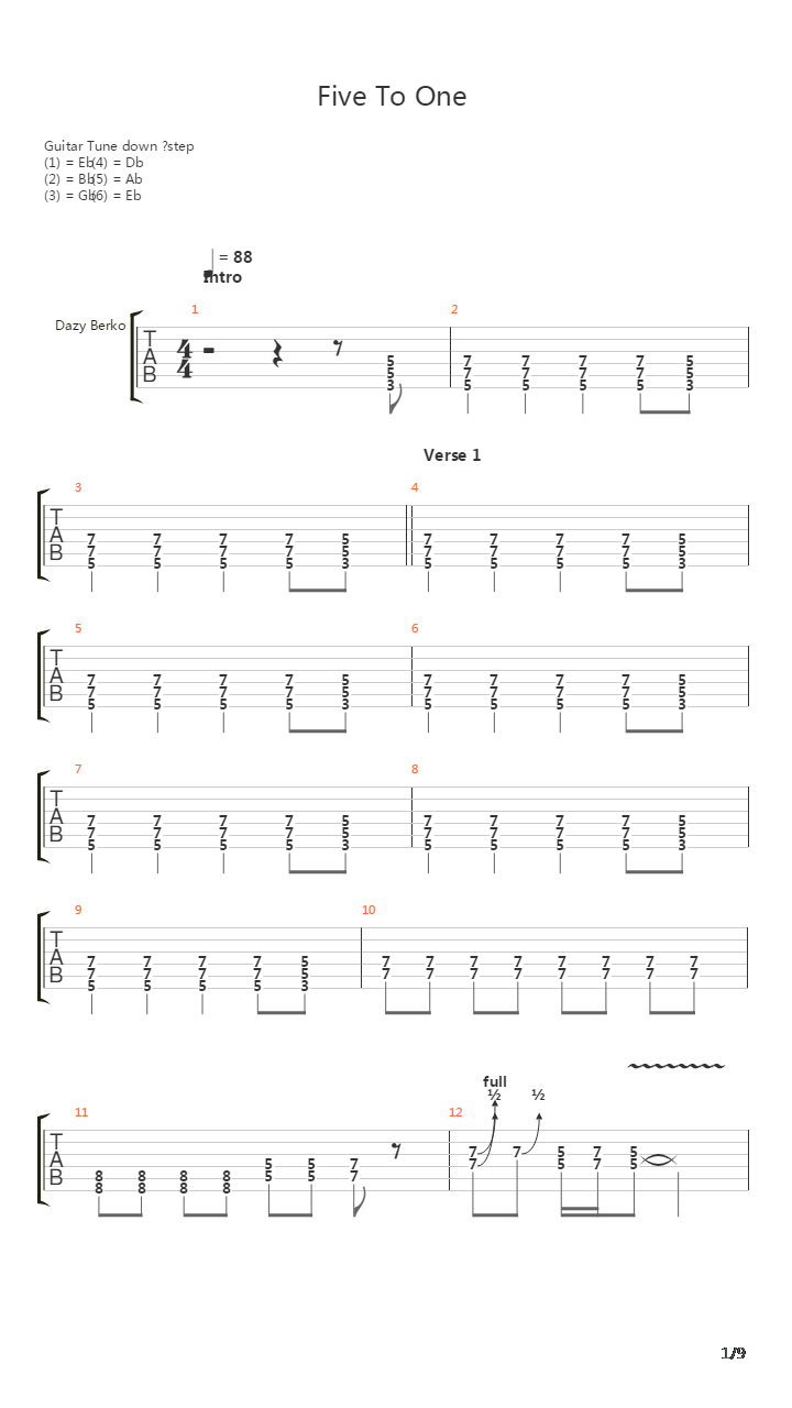 Five To One吉他谱