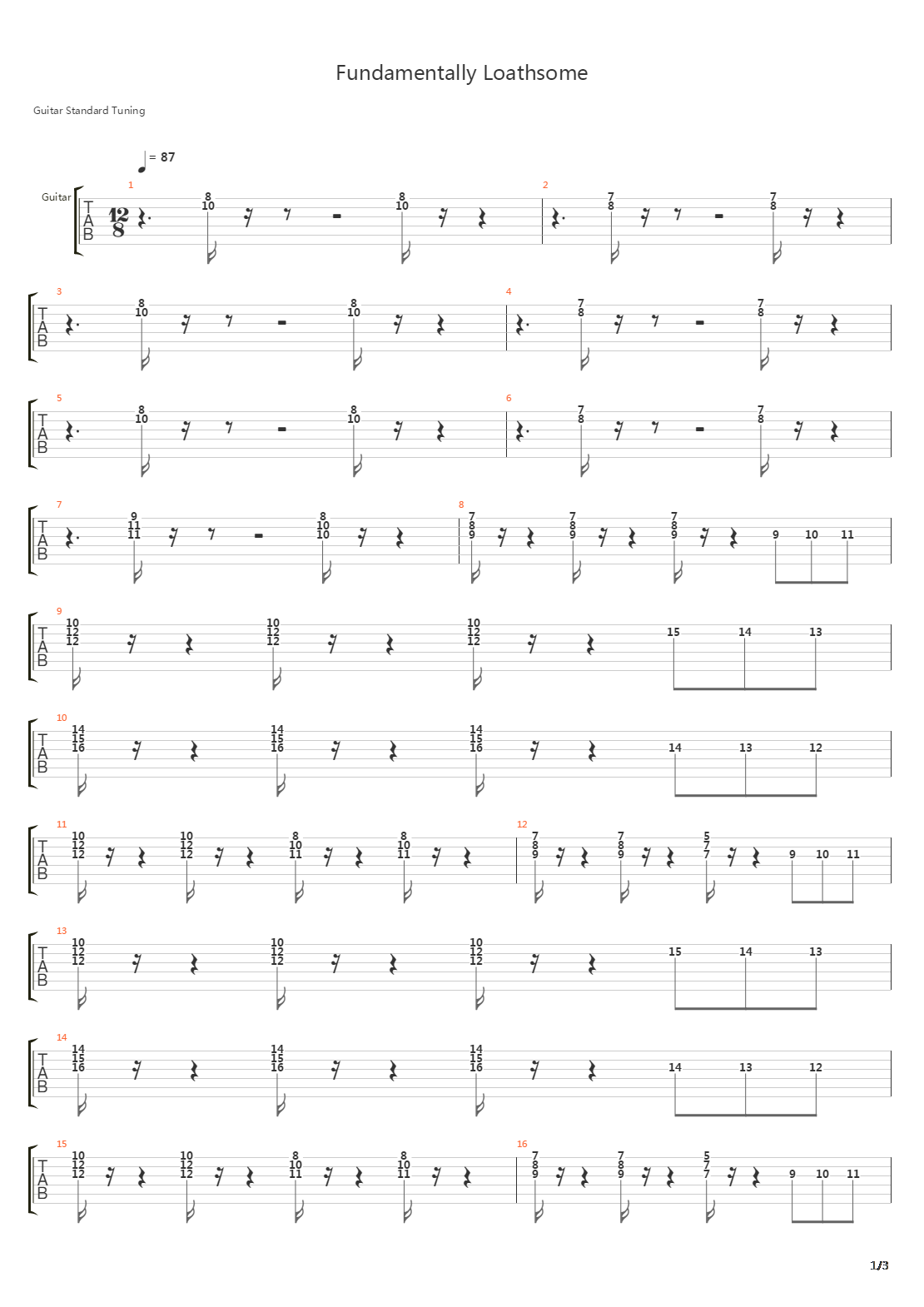 Fundamentally Loathsome吉他谱