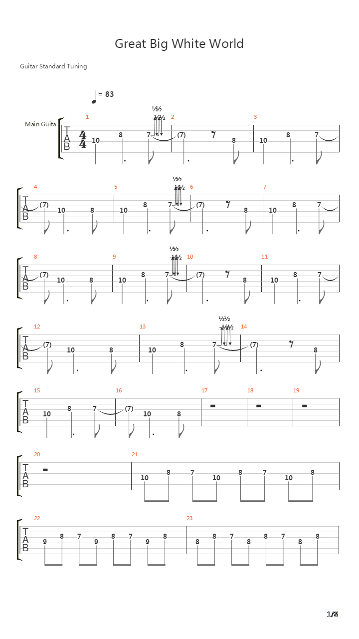 Great Big White World吉他谱