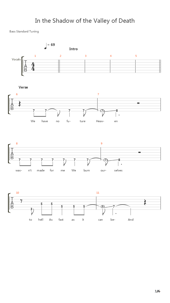 In The Shadow Of The Valley Of Death吉他谱