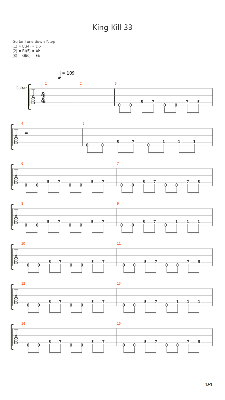 King Kill 33吉他谱
