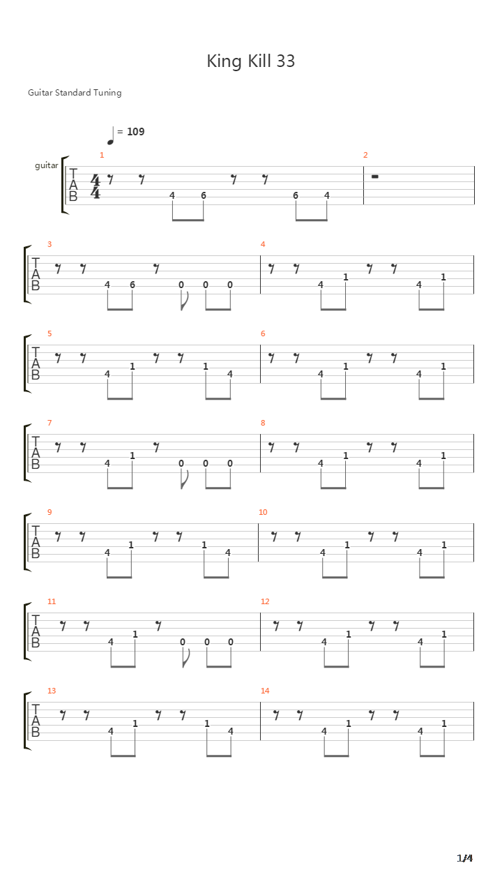 King Kill 33吉他谱