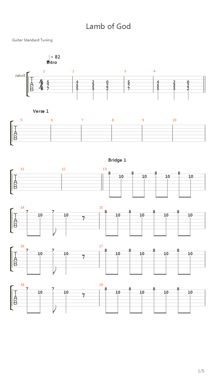 Lamb Of God吉他谱