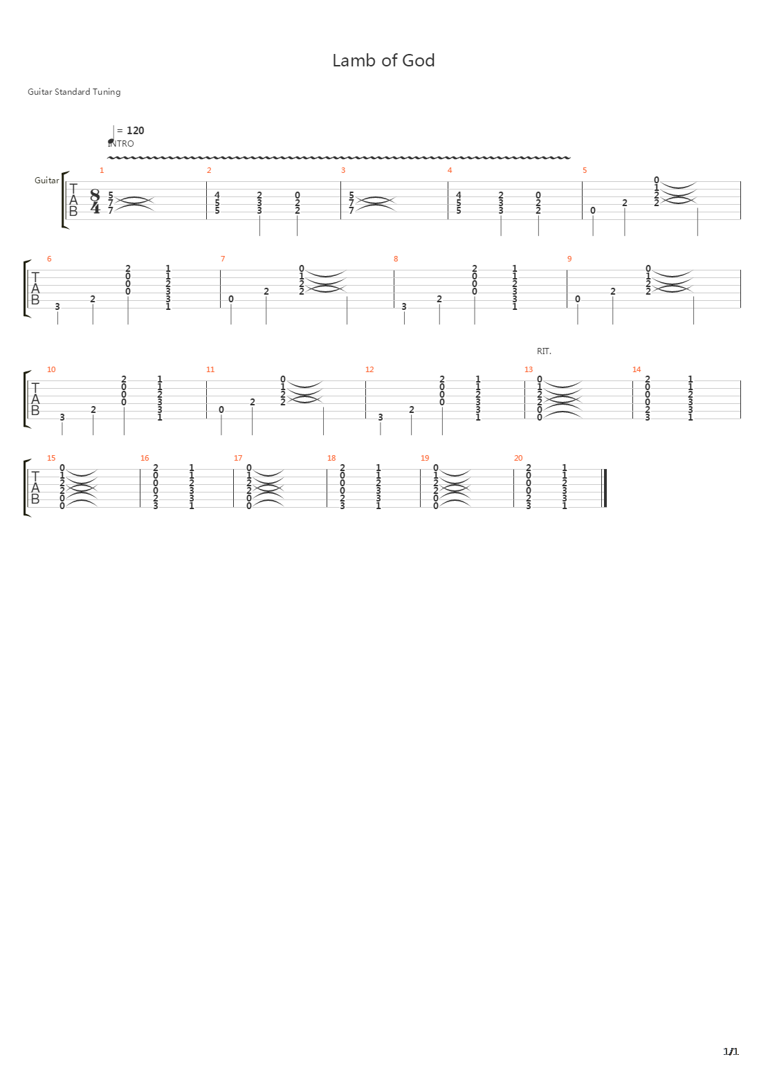 Lamb Of God吉他谱