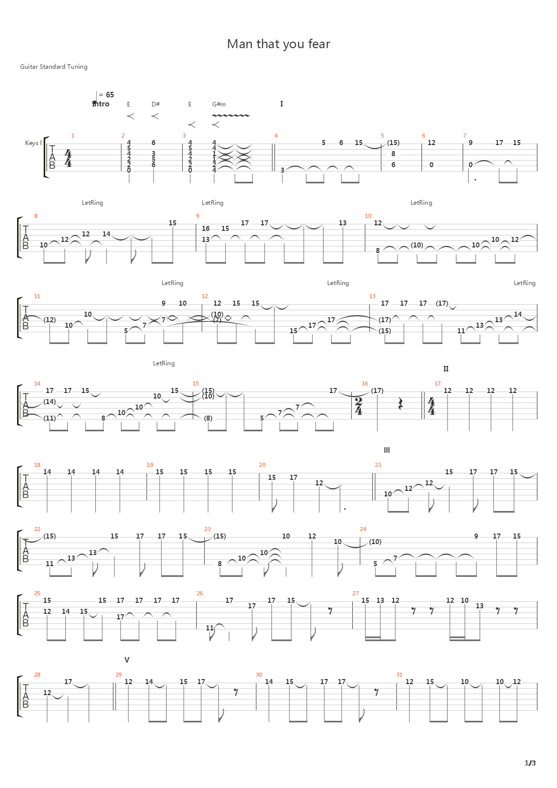 Man That You Fear吉他谱