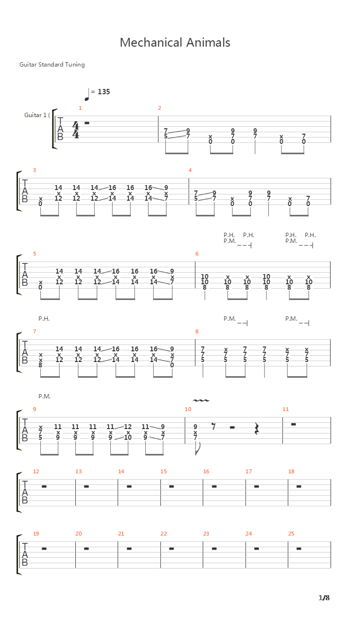 Mechanical Animals吉他谱