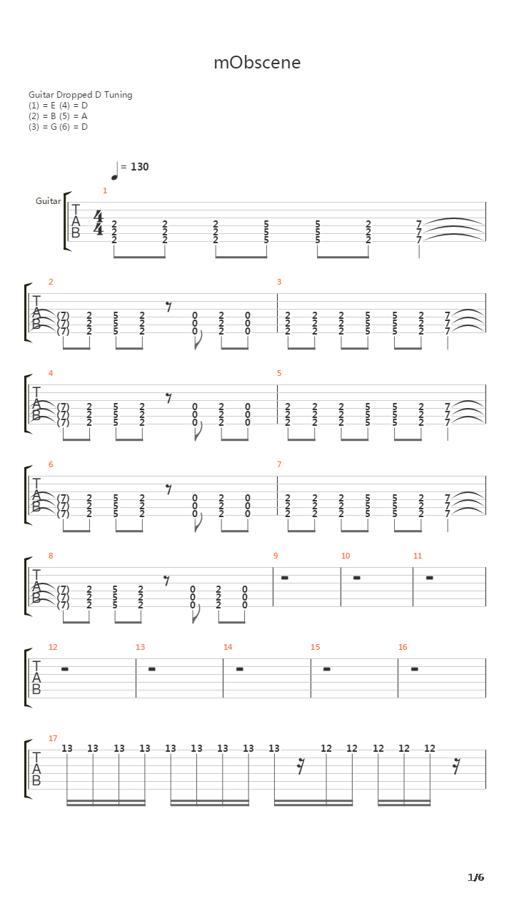Mobscene吉他谱