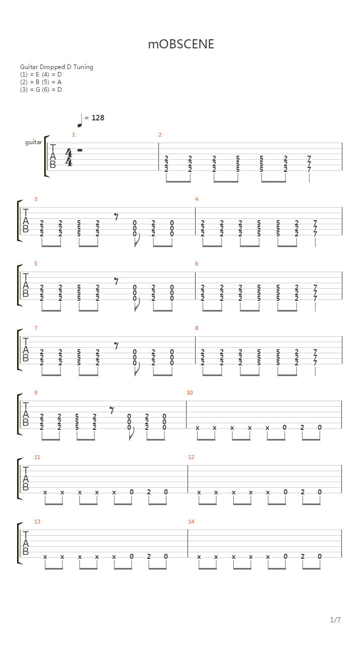 Mobscene吉他谱