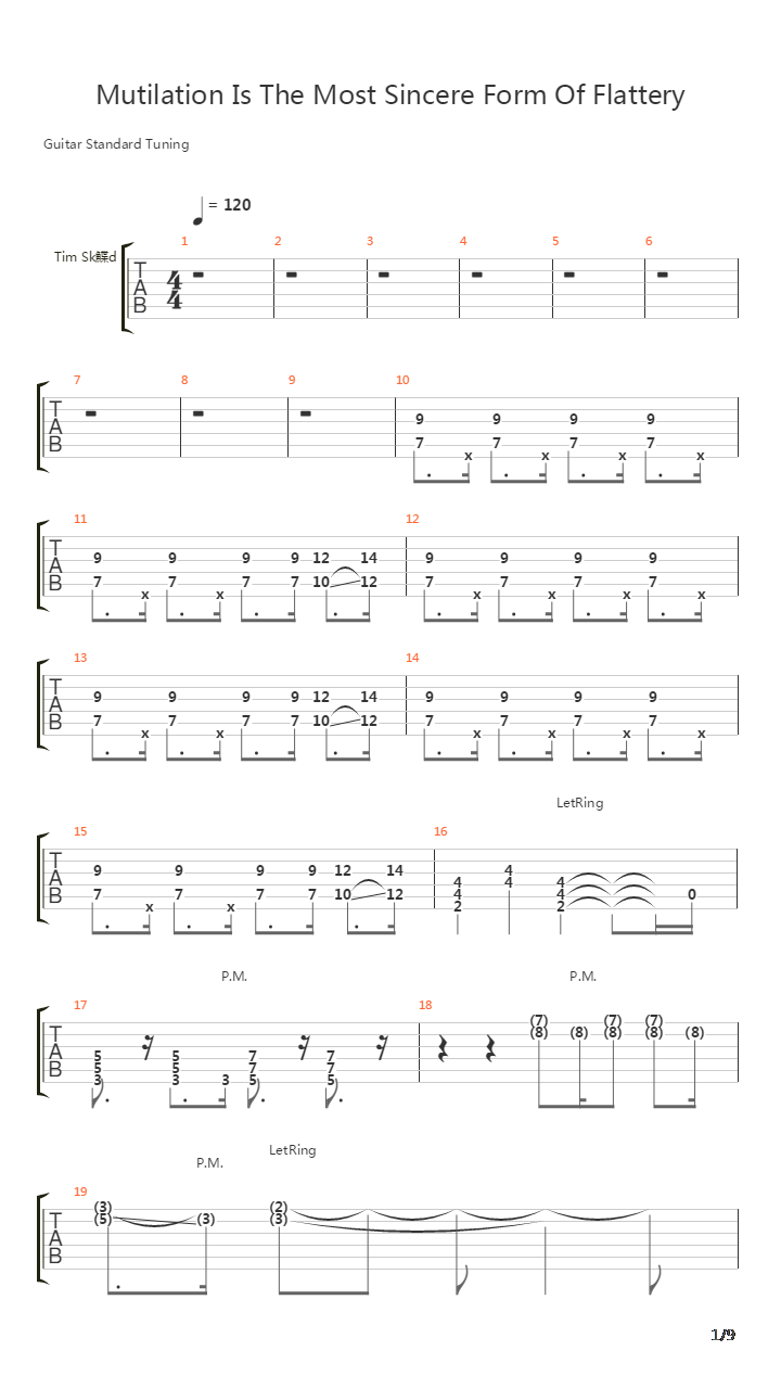 Mutilation Is The Most Sincere Form Of Flattery吉他谱