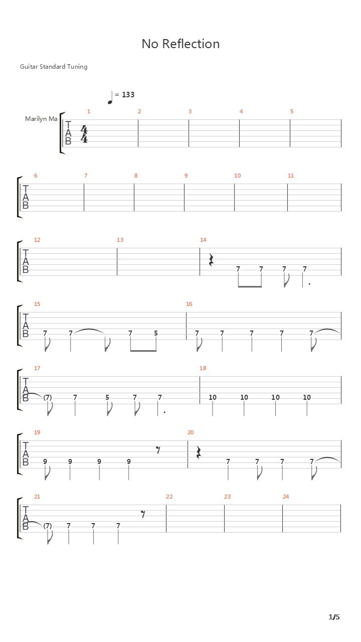 No Reflection吉他谱