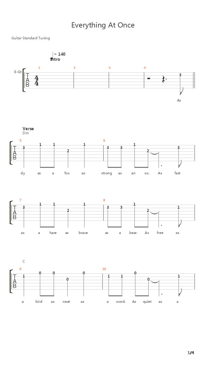 Everything At Once吉他谱