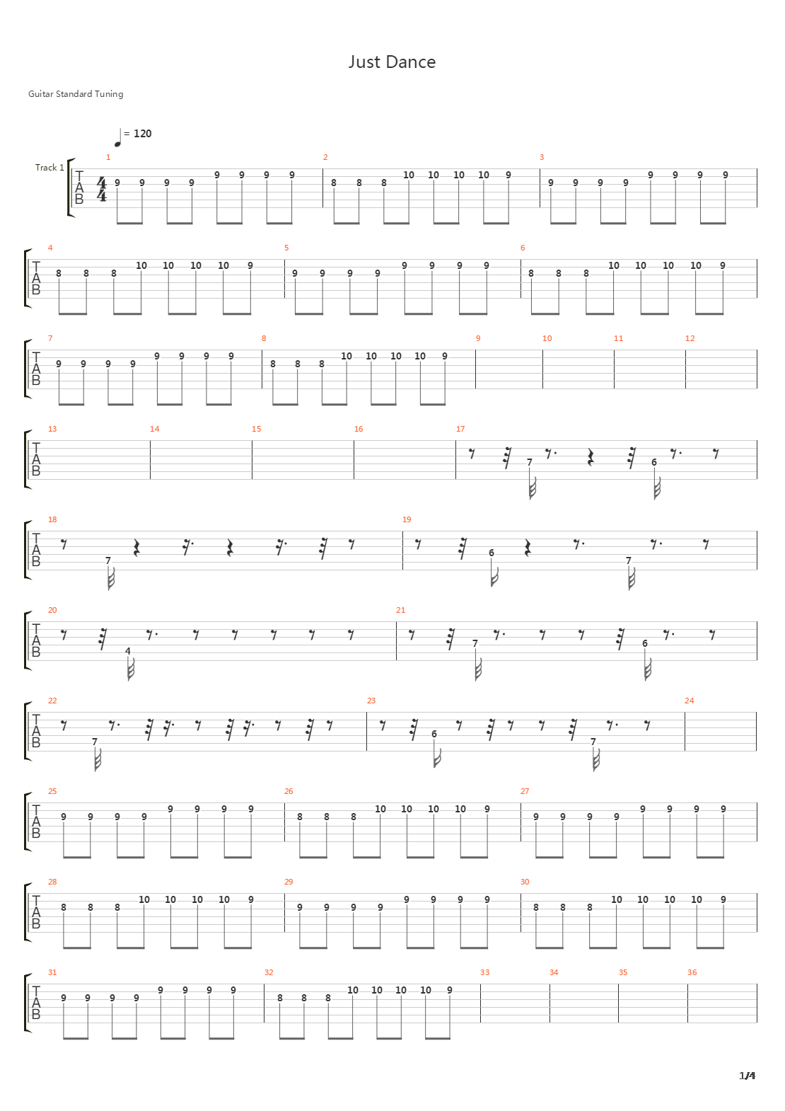 Just Dance吉他谱