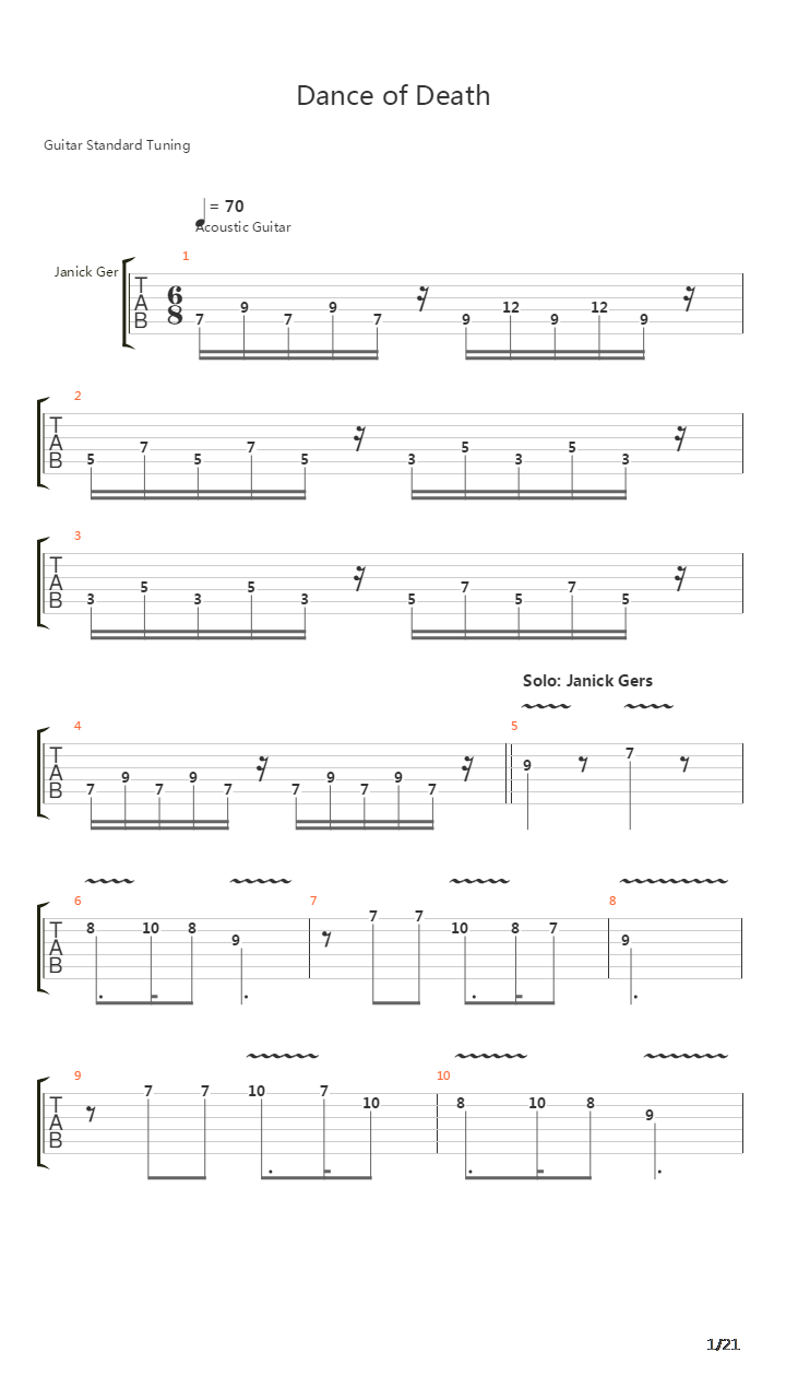 Dance Of Death Live吉他谱