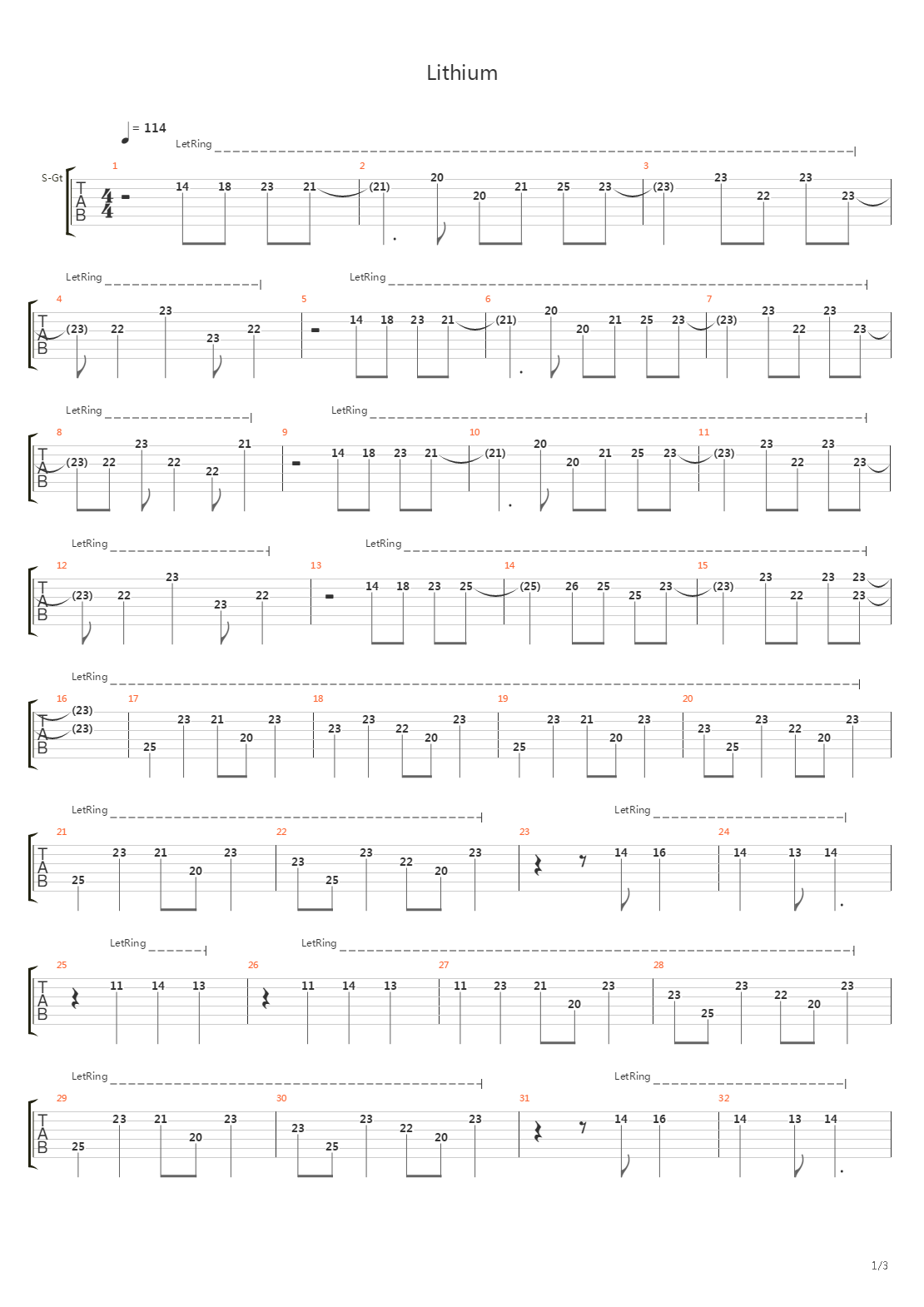 Lithium吉他谱