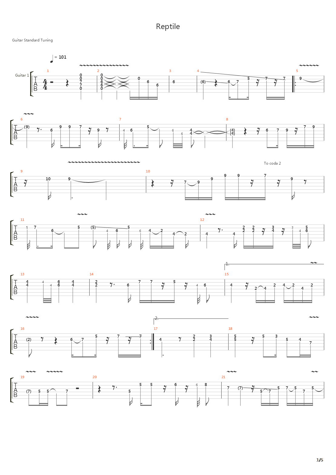 Reptile吉他谱