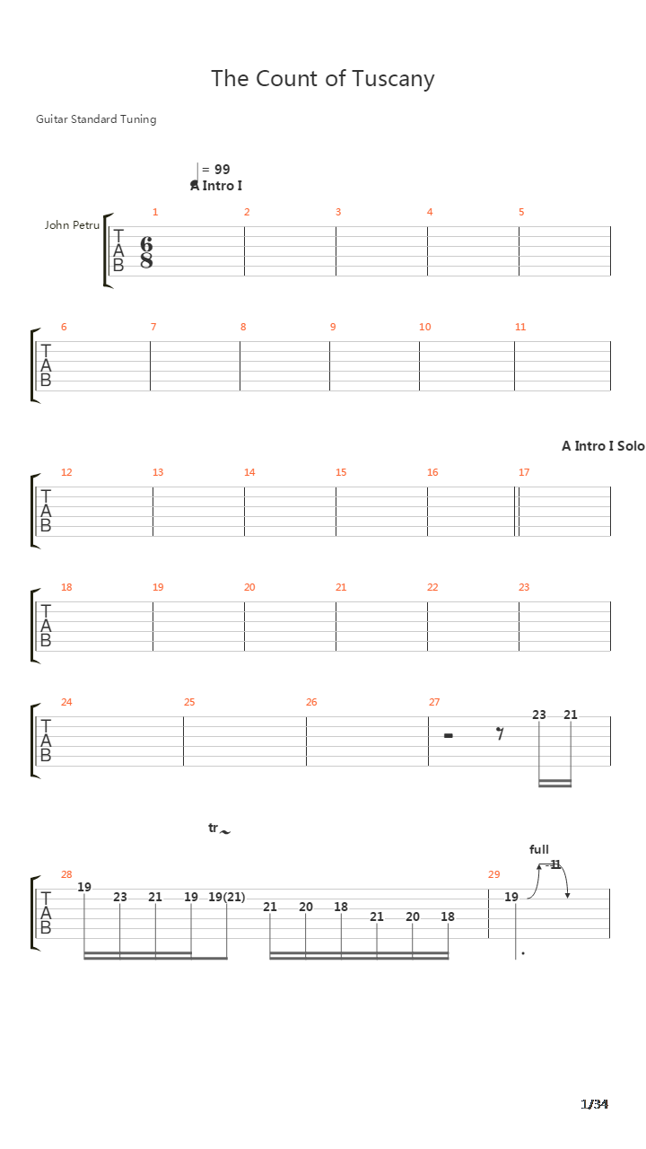 The Count Of Tuscany吉他谱