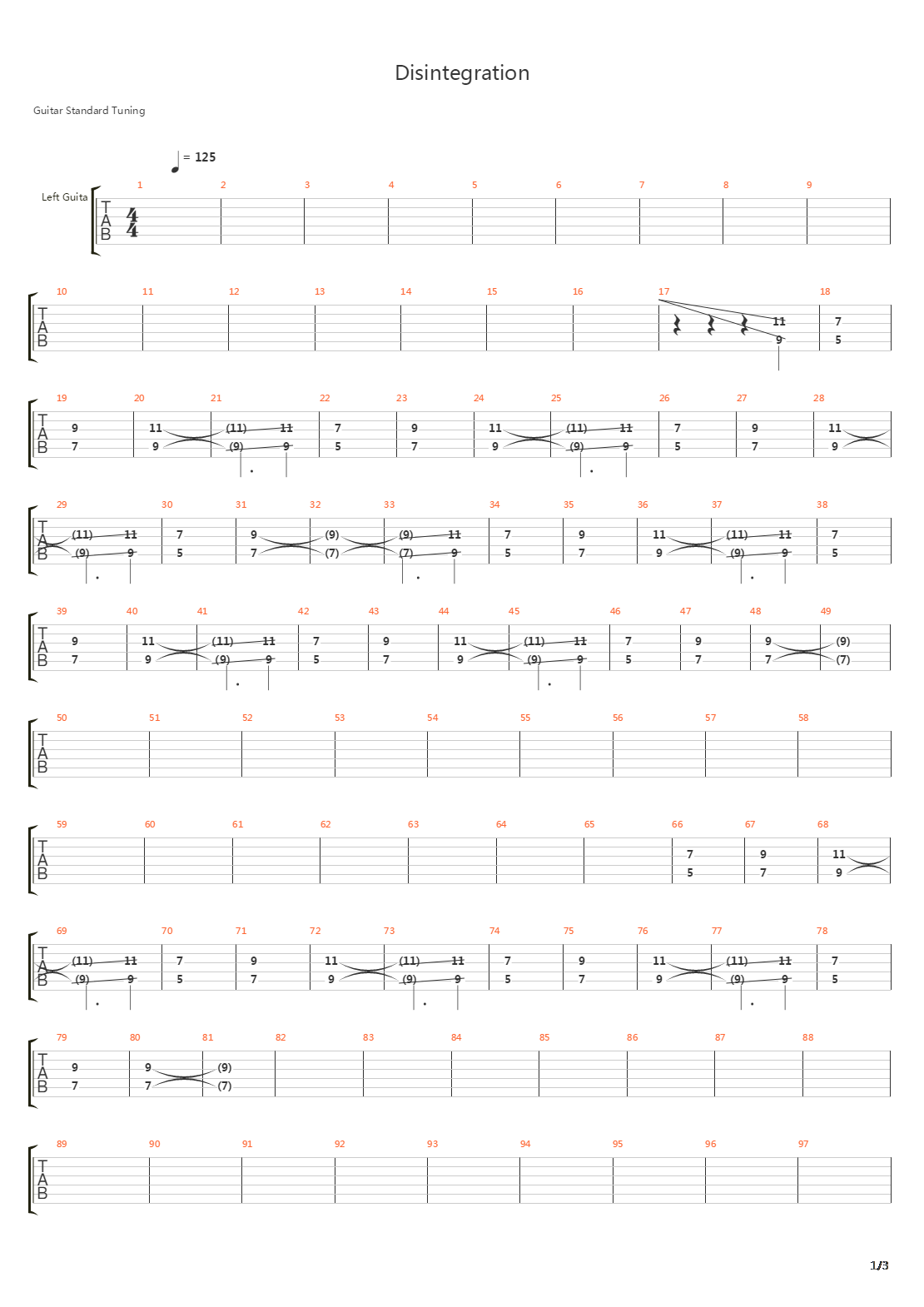 Disintegration吉他谱