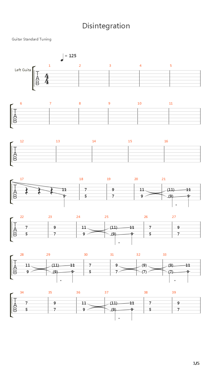 Disintegration吉他谱
