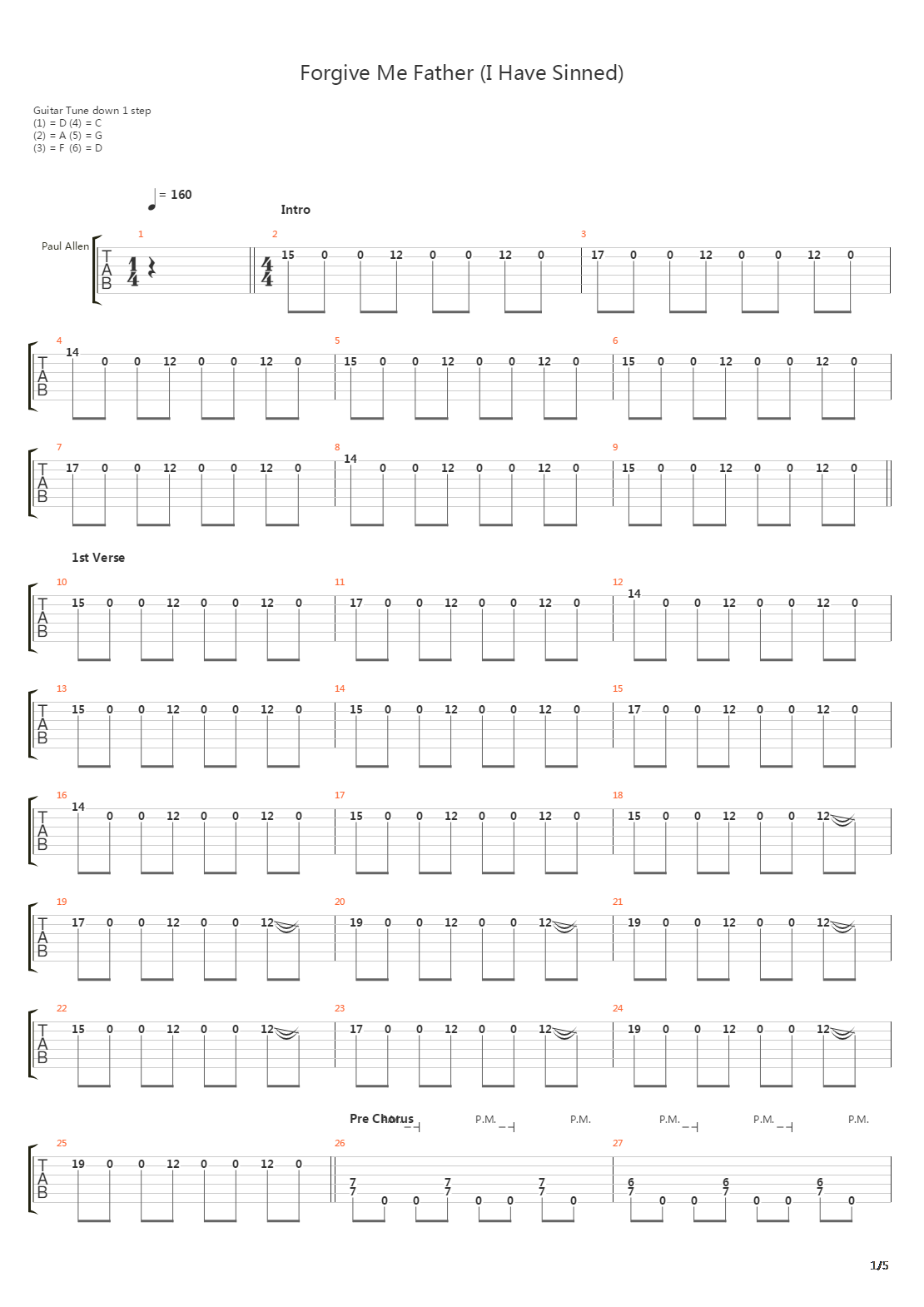 Forgive Father I Have Sinned吉他谱