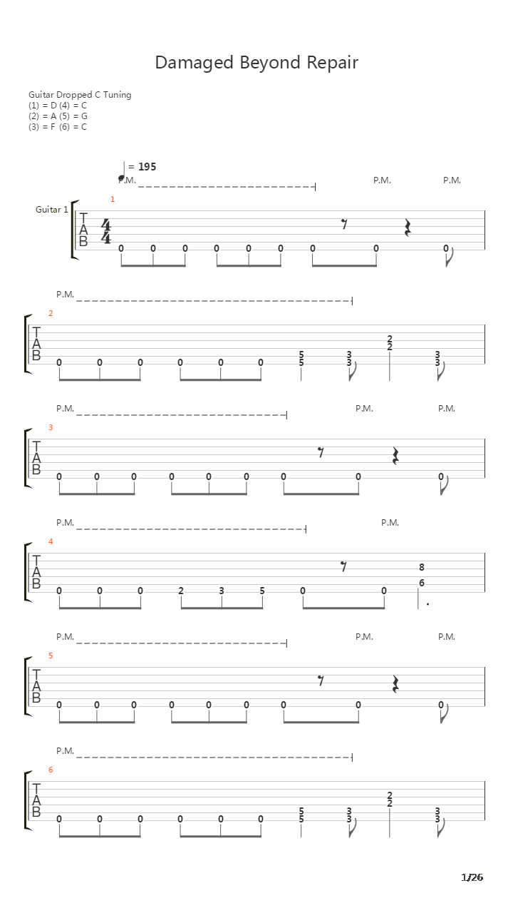 Damaged Beyond Repair吉他谱