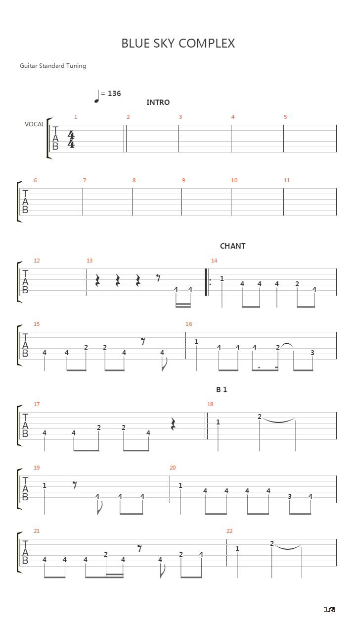 Blue Sky Complex吉他谱