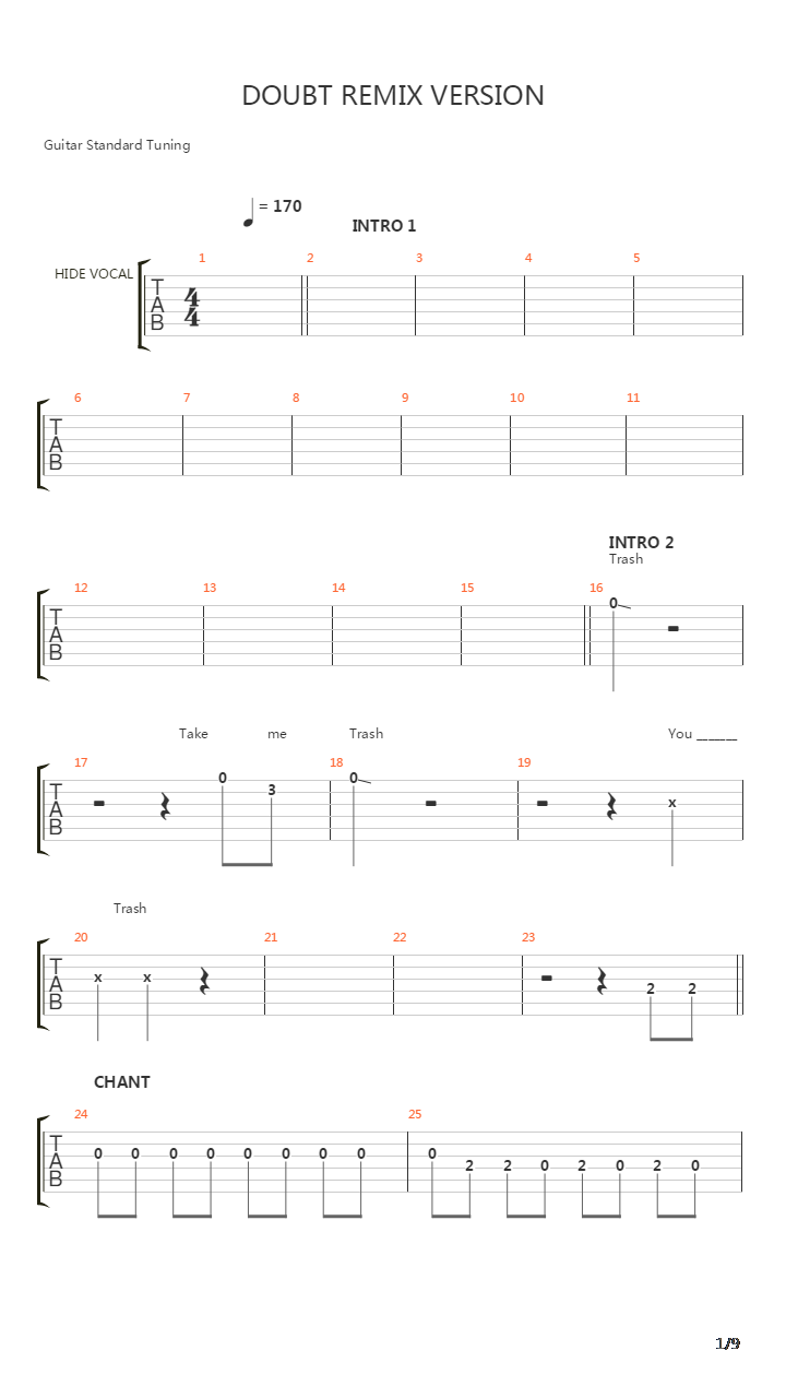 Doubt吉他谱