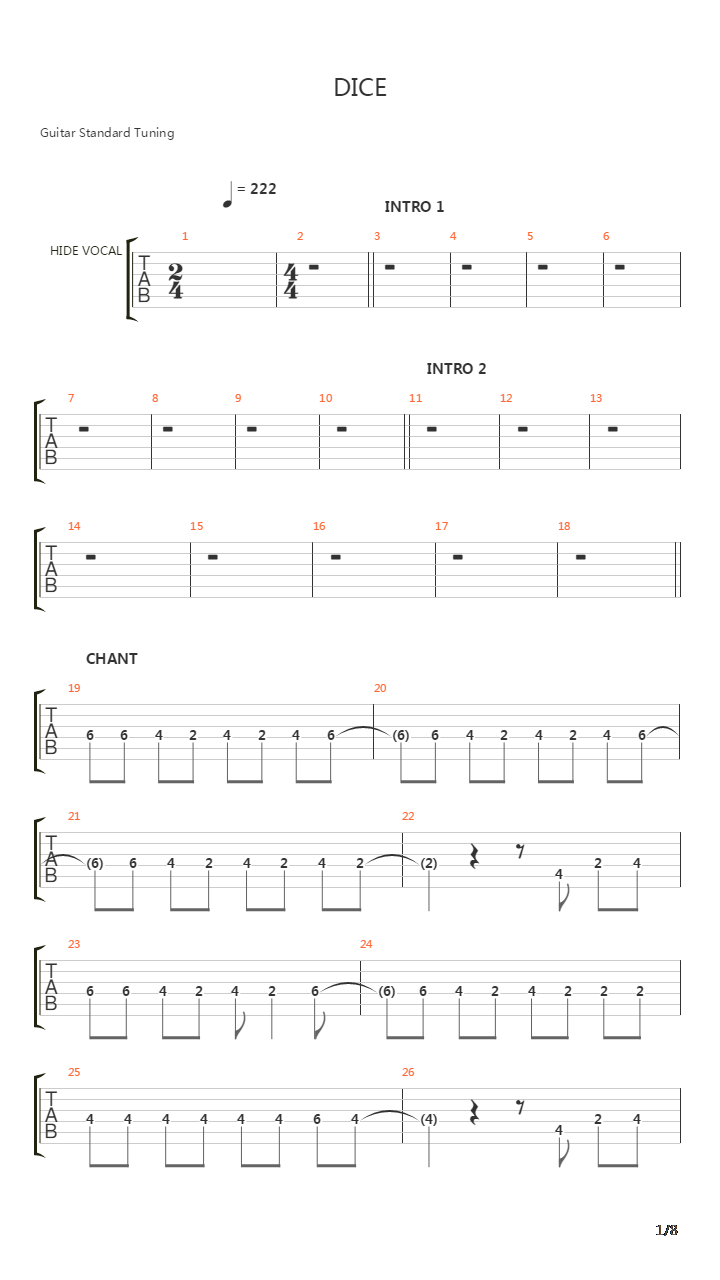 Dice吉他谱