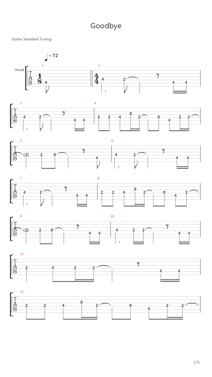 Goodbye吉他谱
