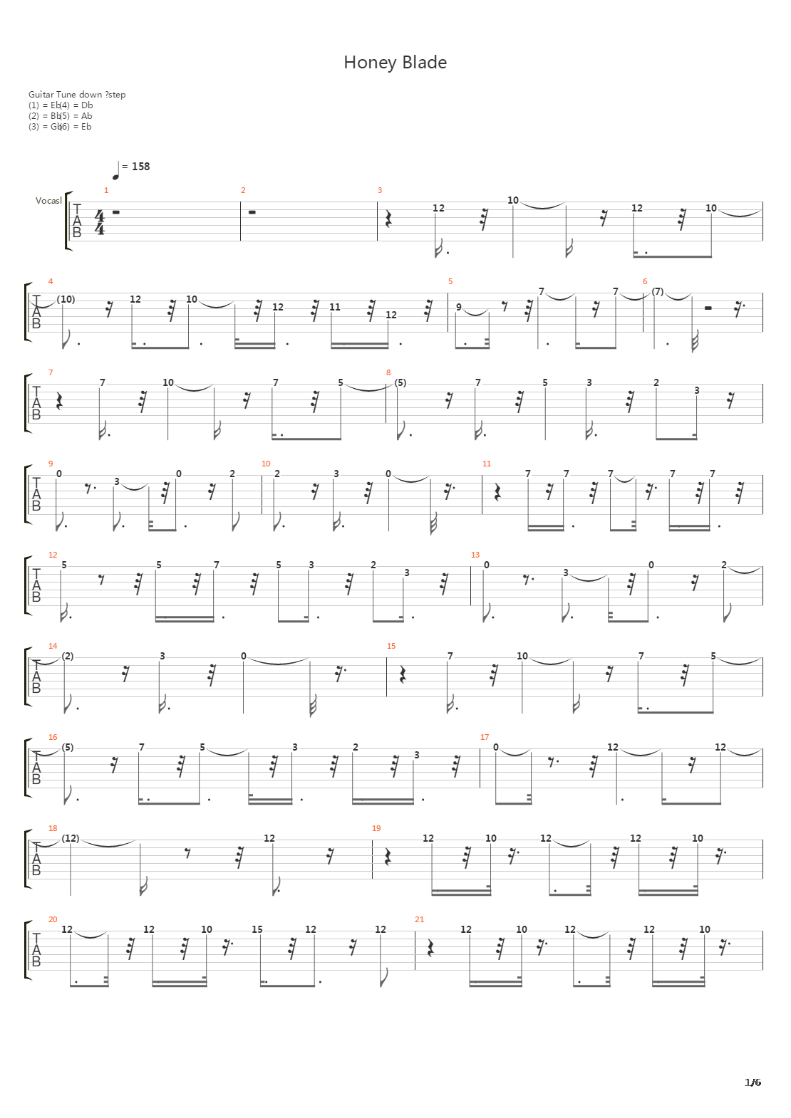 Honey Blade吉他谱