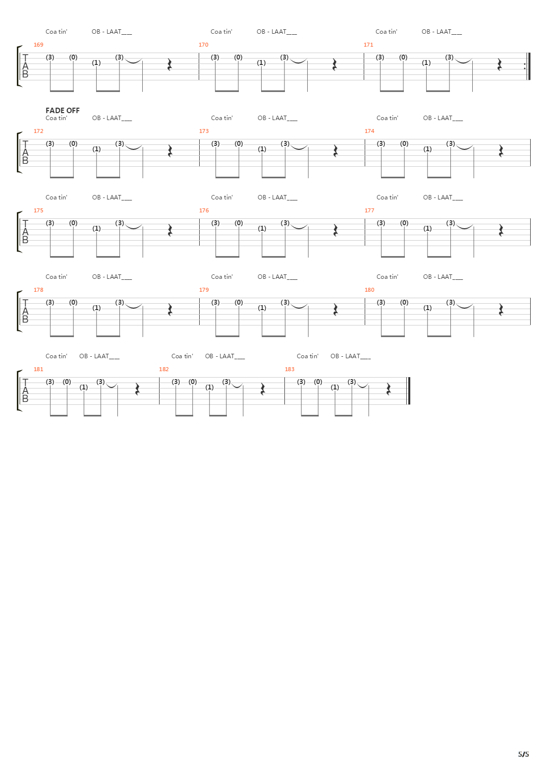 Oblaat吉他谱