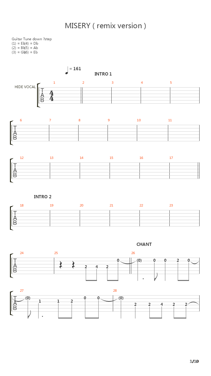 Misery吉他谱