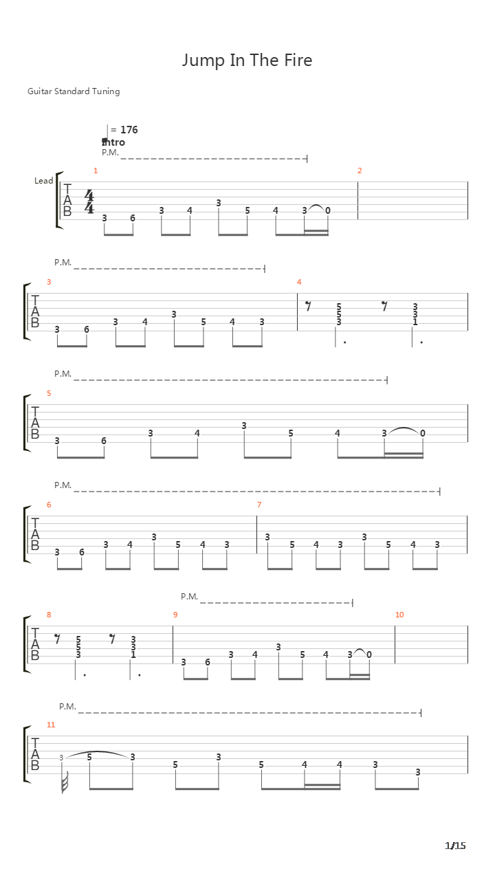 Jump In The Fire吉他谱