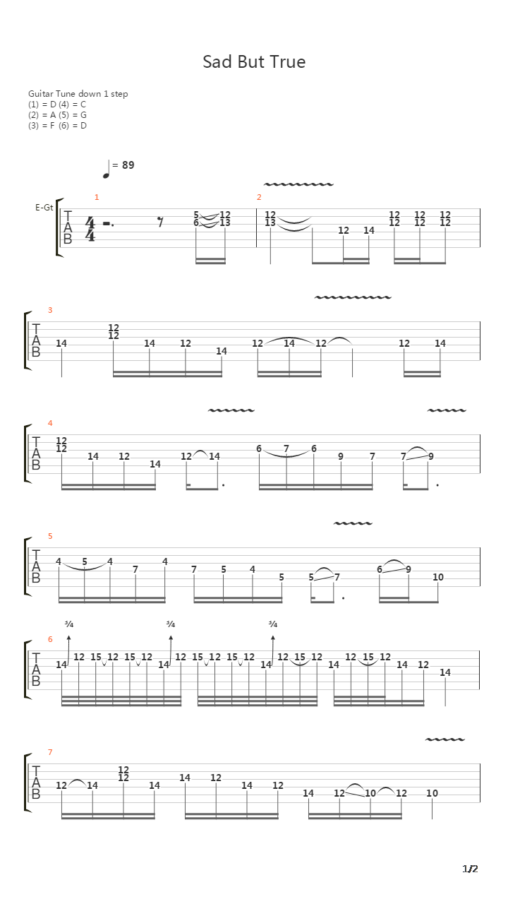 Sad But True吉他谱