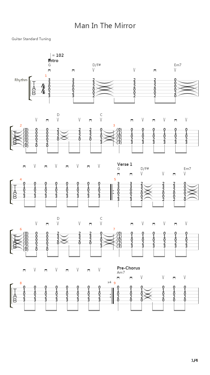 Man In The Mirror吉他谱