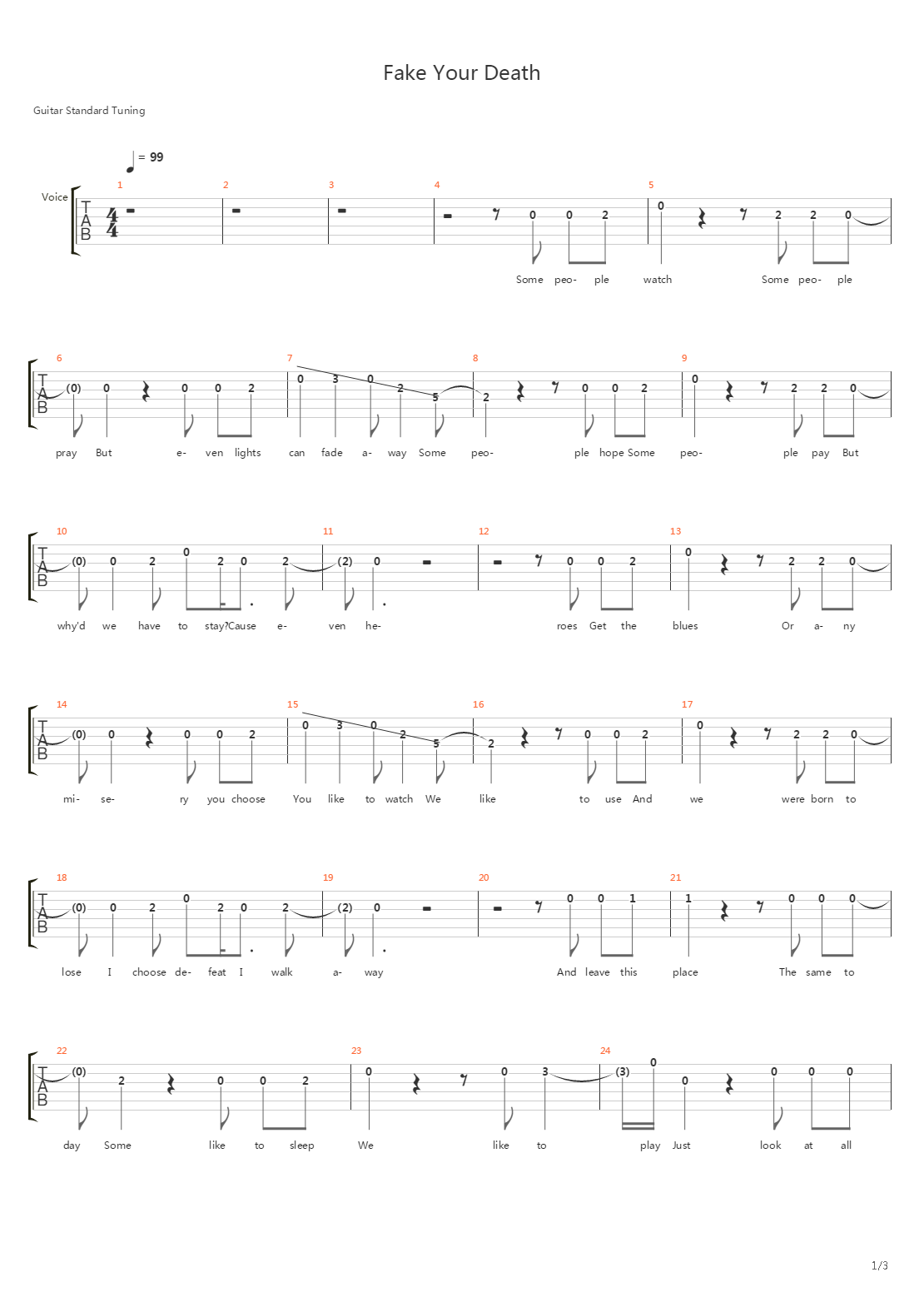 Fake Your Death吉他谱