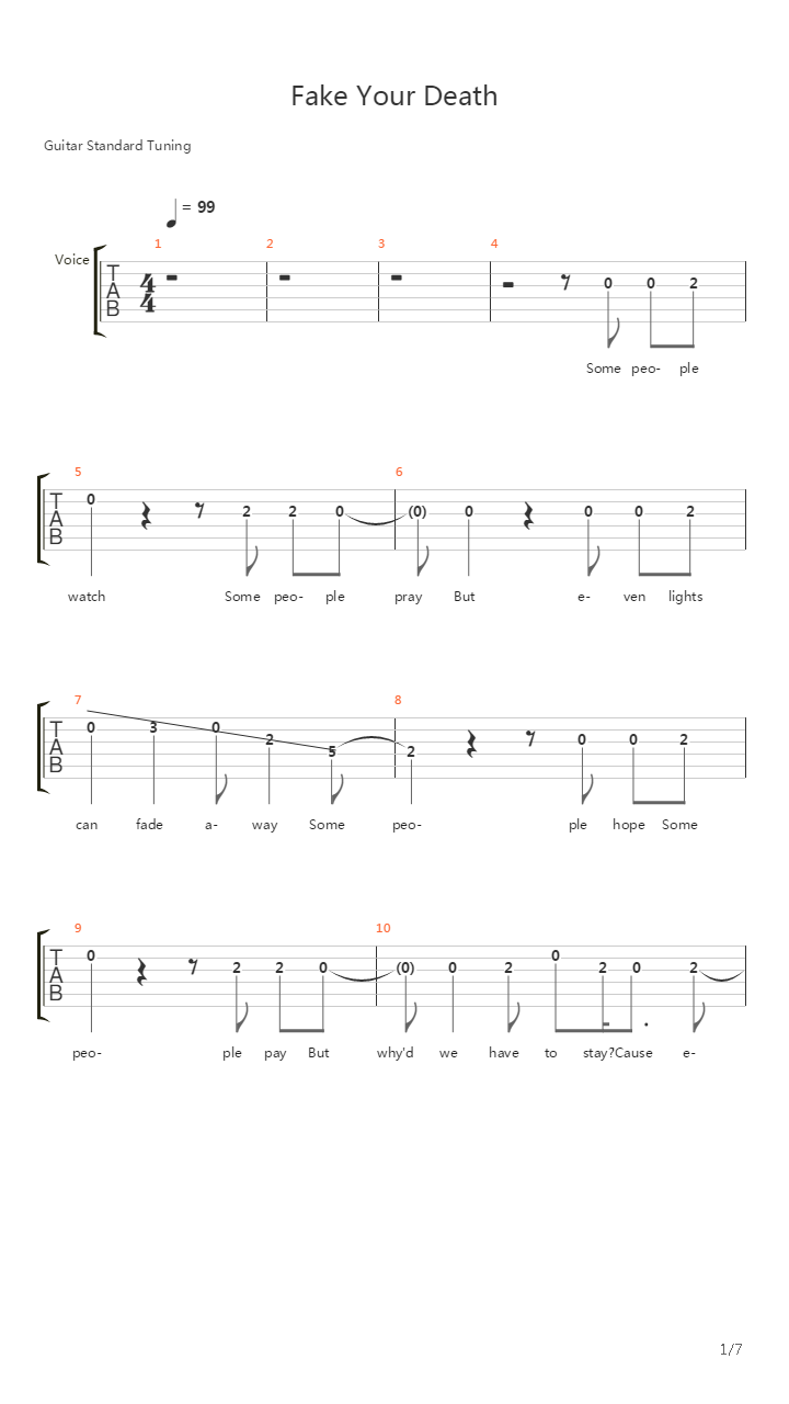 Fake Your Death吉他谱