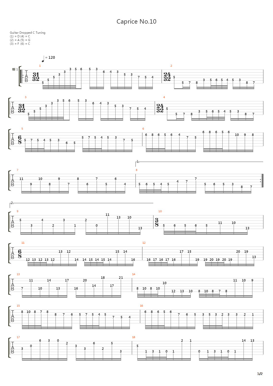 Caprice No 10吉他谱