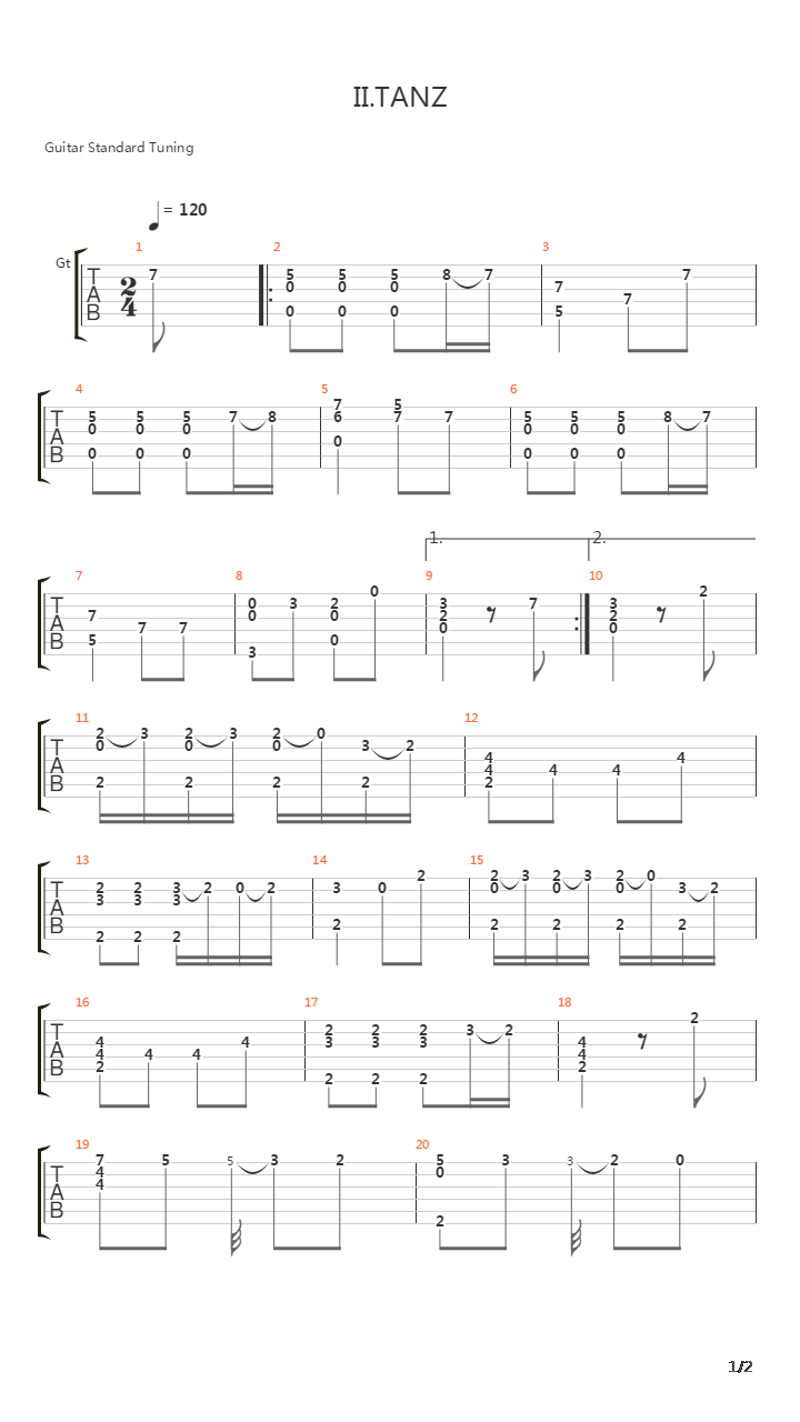 Tanz吉他谱